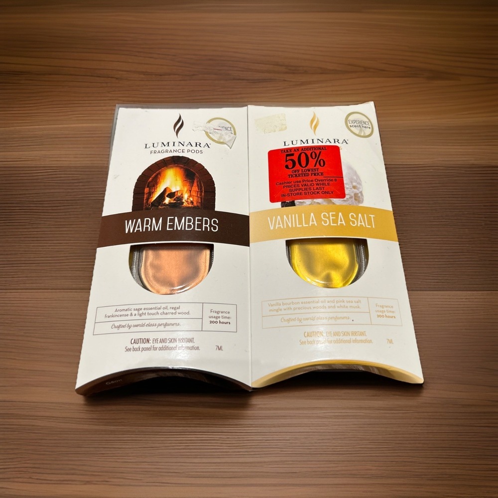 Luminara Fragrance Pod Refill Lot Of 2 Vanilla Sea Salt Warm Embers New Sealed